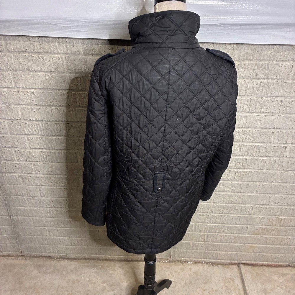 Marc New York Andrew Marc Quilted Chevron Jacket Black Size L Stand Collar Zip - Picture 4 of 5
